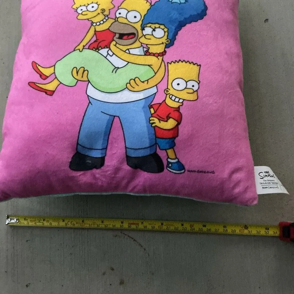 The Simpsons Family Plush Pillow Pink Homer Marge Bart Lisa Maggie 12x12